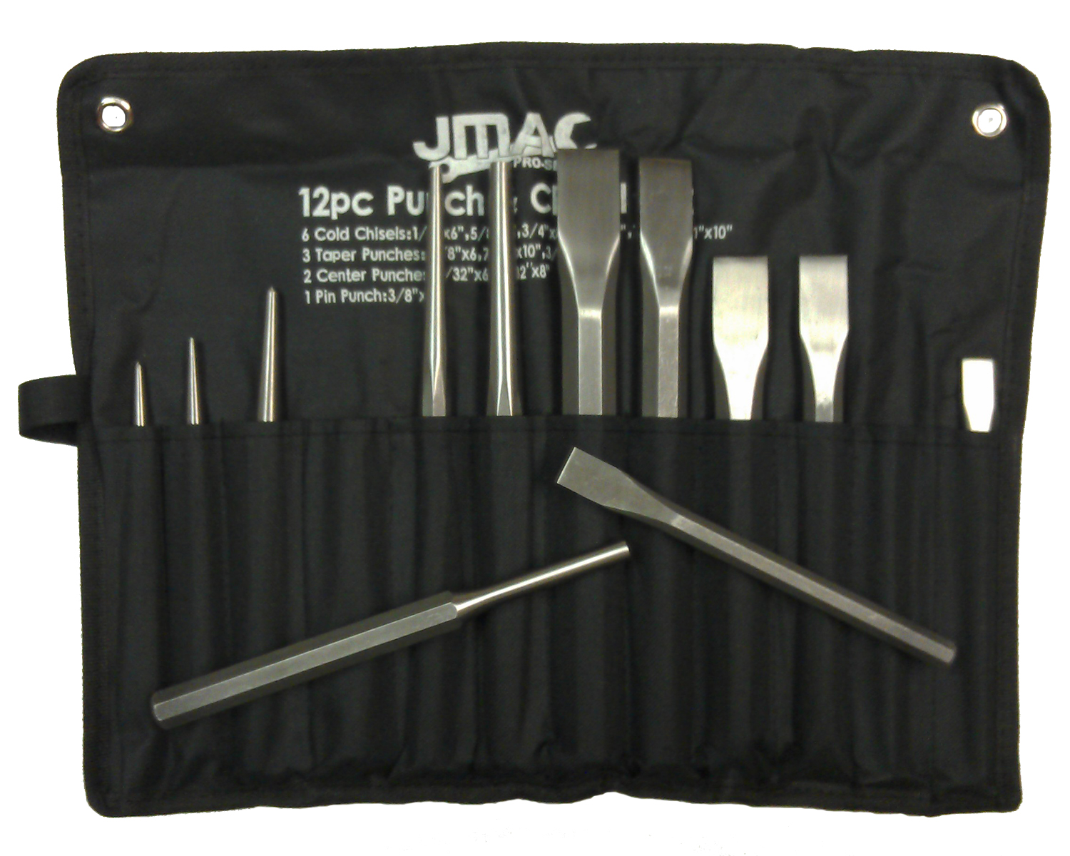Centre Pin Punch & Tapered Punches Set & Storage Tray 12pc Cold Chisel 